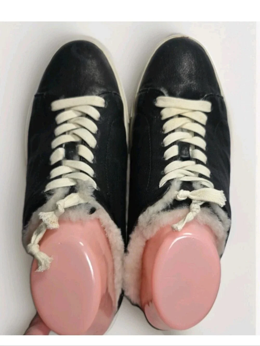 Frye Ivy Shearling Low Lace Sneaker Black Women's Size 8.5 Anthracite